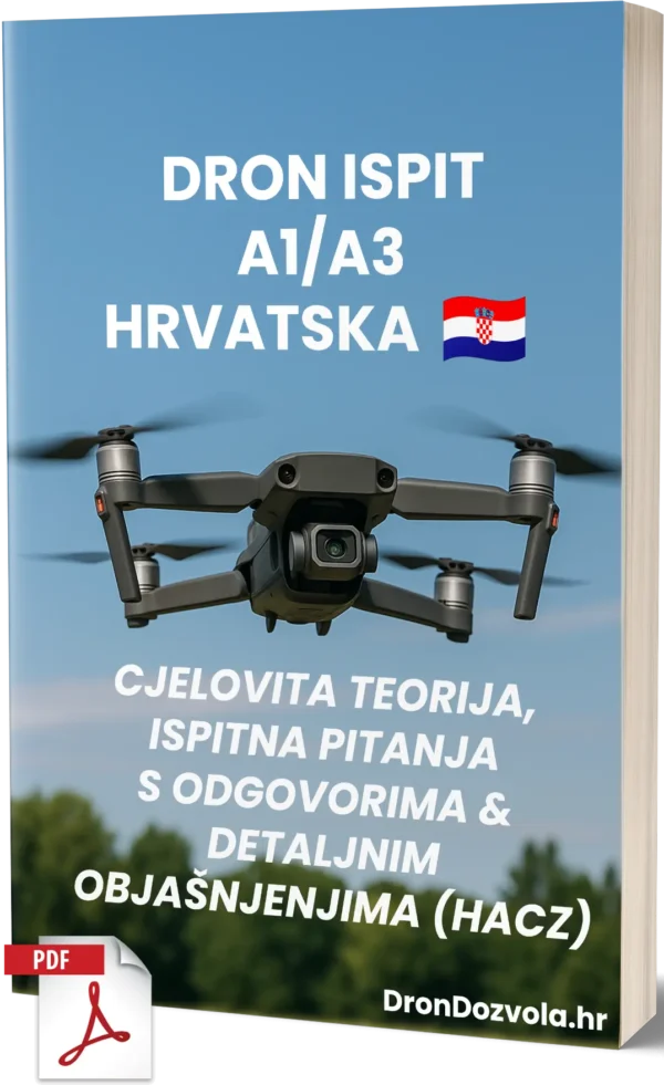 Ispit za Dron A1/A3 Hrvatska – Cjelovita teorija, 500+ pitanja u stilu ispita s odgovorima i detaljnim objašnjenjima