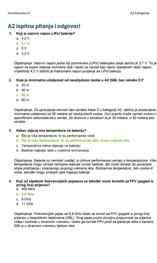 Ispit za A2 licencu za dron Hrvatska – Napredna teorija, kompletni materijali i više od 500 ispitnih pitanja i odgovora - Slika 6