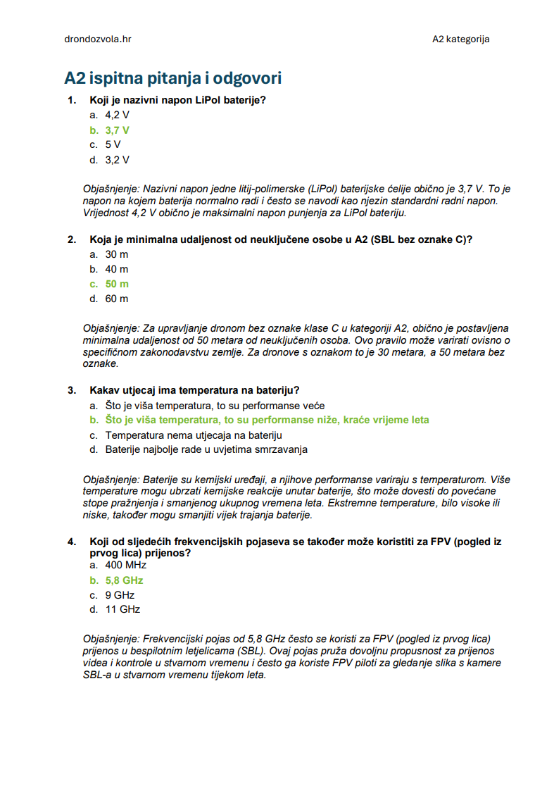 Ispit za A2 licencu za dron Hrvatska – Napredna teorija, kompletni materijali i više od 500 ispitnih pitanja i odgovora - Slika 6