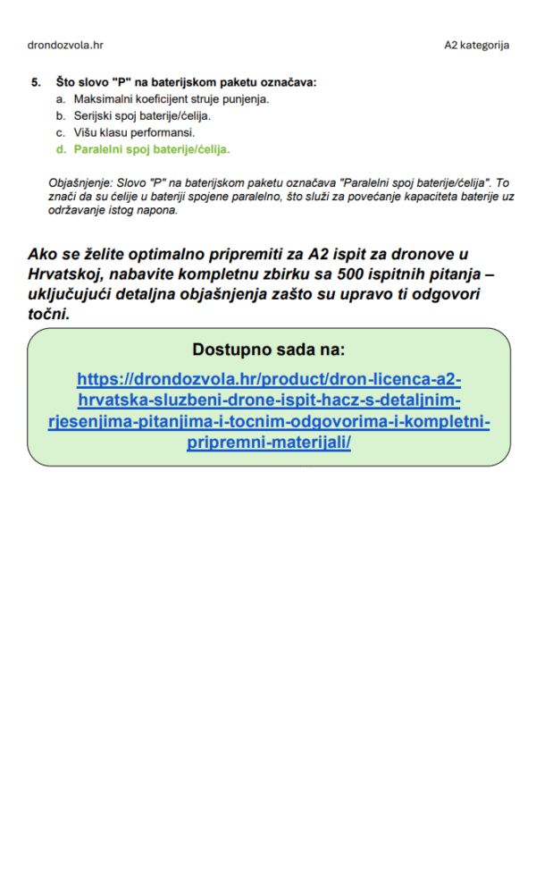 Ispit za A2 licencu za dron Hrvatska – Napredna teorija, kompletni materijali i više od 500 ispitnih pitanja i odgovora - Slika 5
