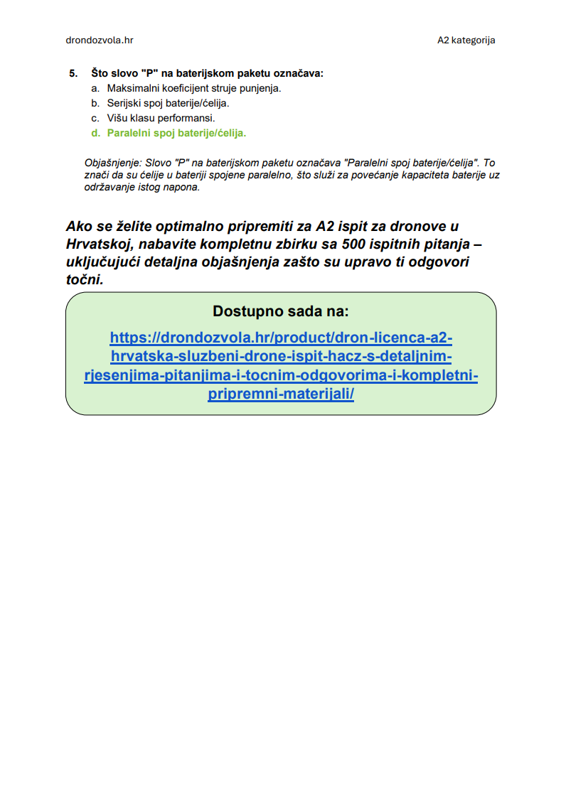 Ispit za A2 licencu za dron Hrvatska – Napredna teorija, kompletni materijali i više od 500 ispitnih pitanja i odgovora - Slika 5